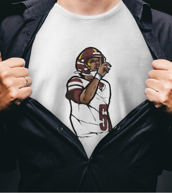 Washington Commanders Jayden Daniels Shhh Gesture Football Player T-Shirt