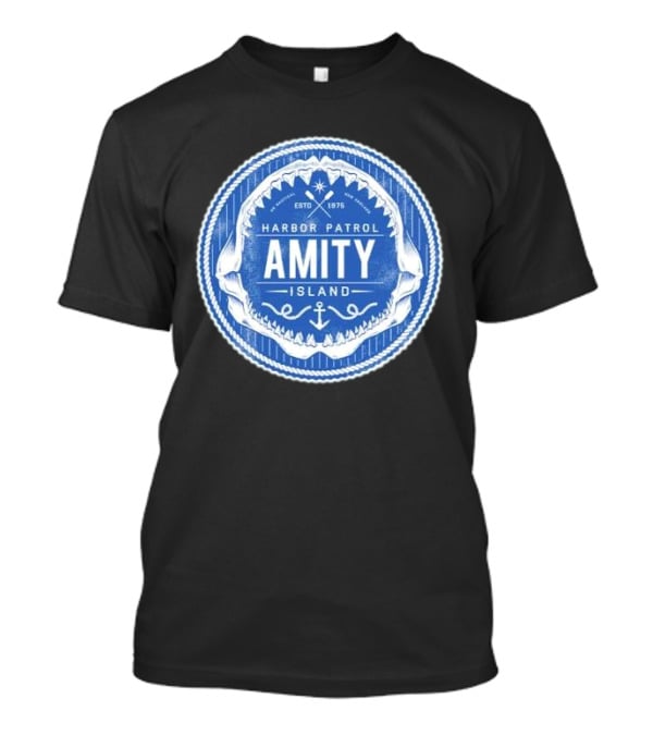 Amity Island Harbor Patrol ESTD 1975 Shark Jaw Anchor Badge T-Shirt