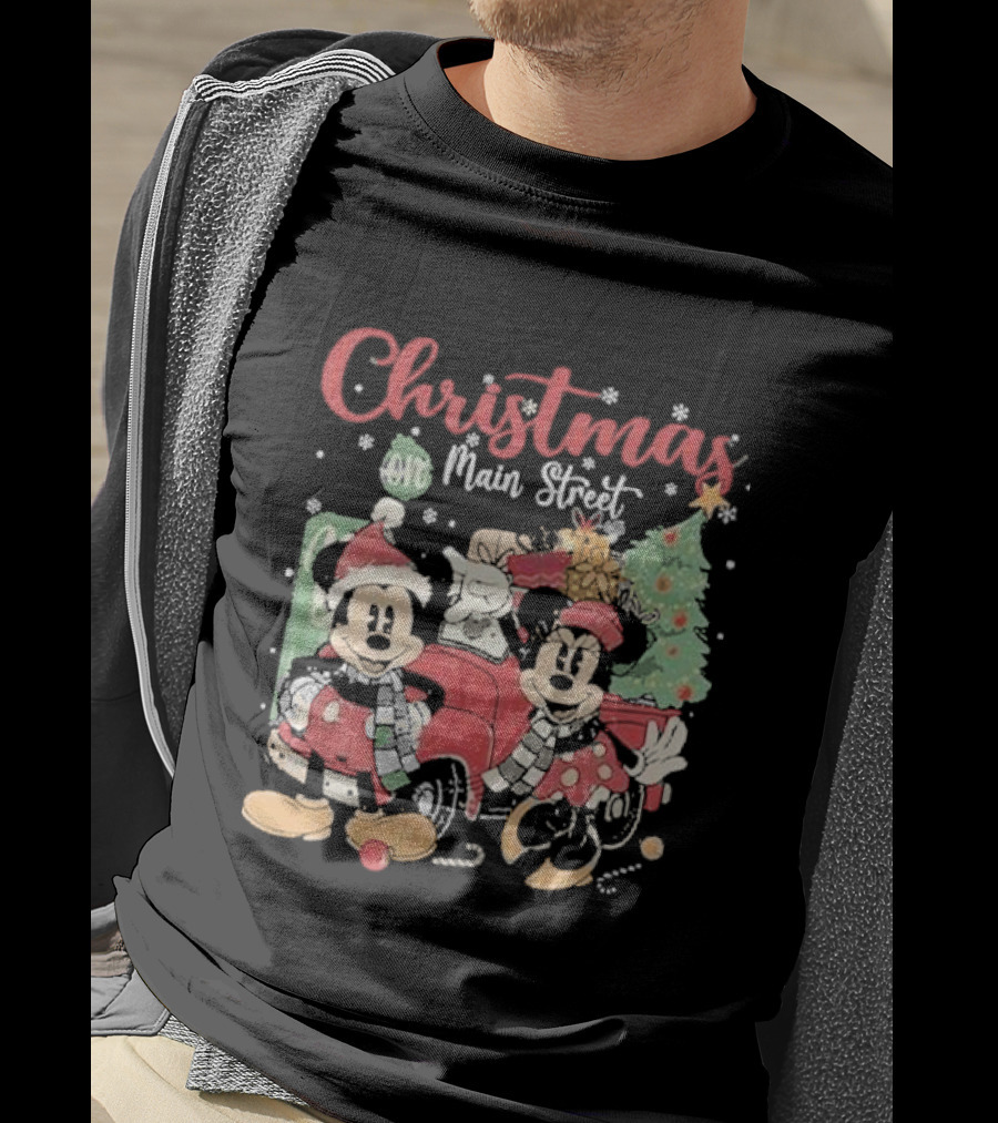 Christmas On Main Street With Mickey And Minnie Disney Holiday T-Shirt