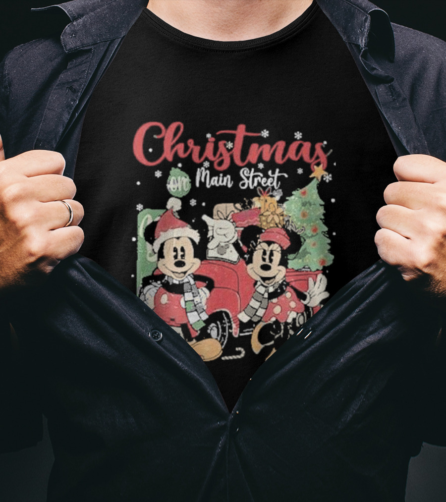 Christmas On Main Street With Mickey And Minnie Disney Holiday T-Shirt