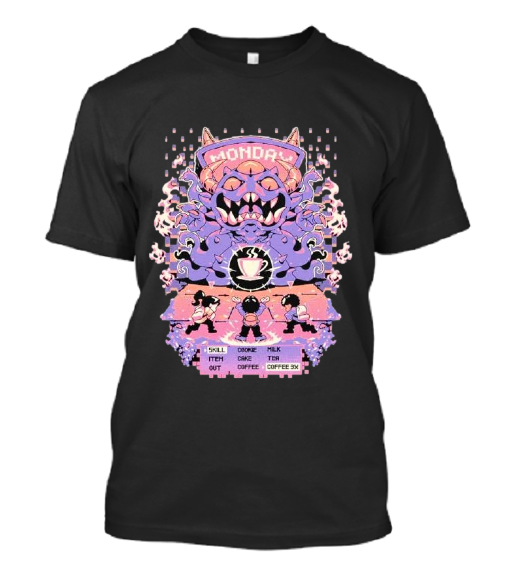 Monday Coffee Battle Monster Skill Cookie Milk Tea Coffee 3X T-Shirt