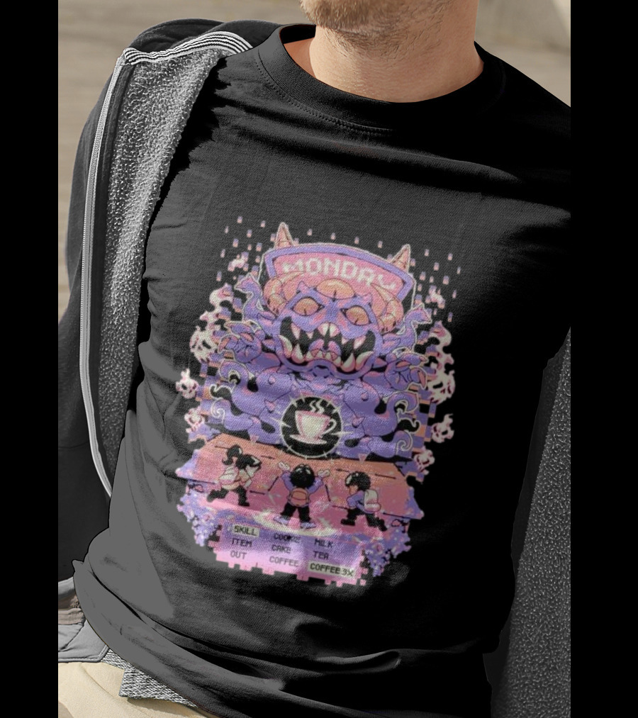 Monday Coffee Battle Monster Skill Cookie Milk Tea Coffee 3X T-Shirt