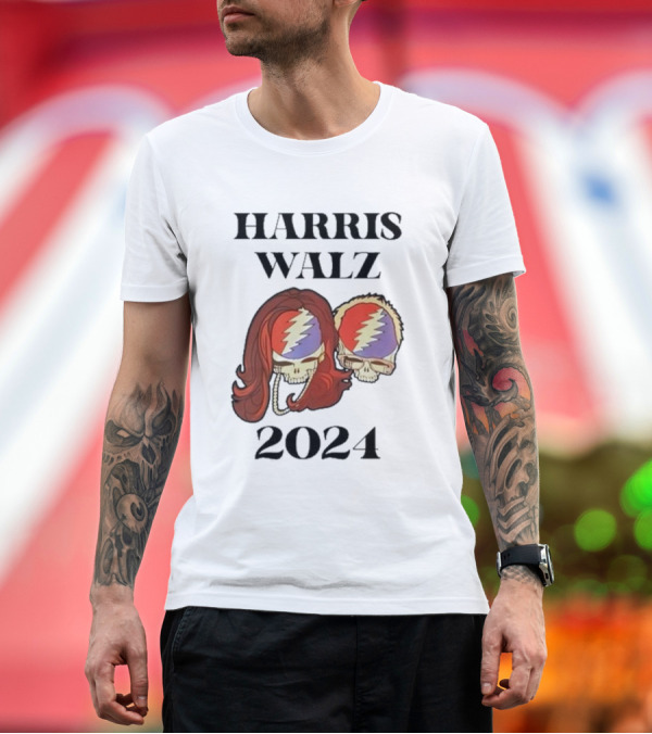 Premium T-Shirt: Harris Walz 2024 Grateful Dead Skull T-Shirt Harris Walz 2024 Grateful Dead Skull T-Shirt