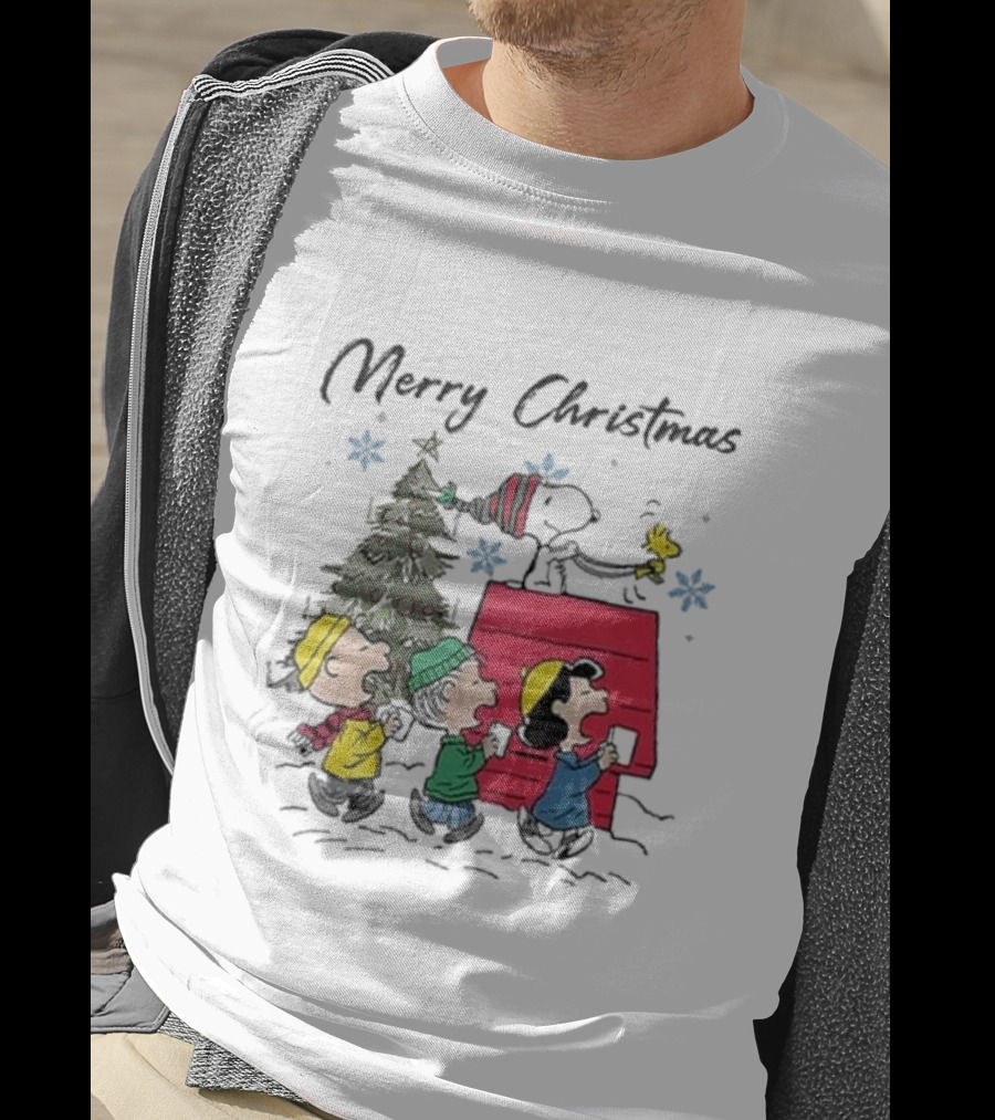 Merry Christmas Snoopy And Friends Winter Scene T-Shirt