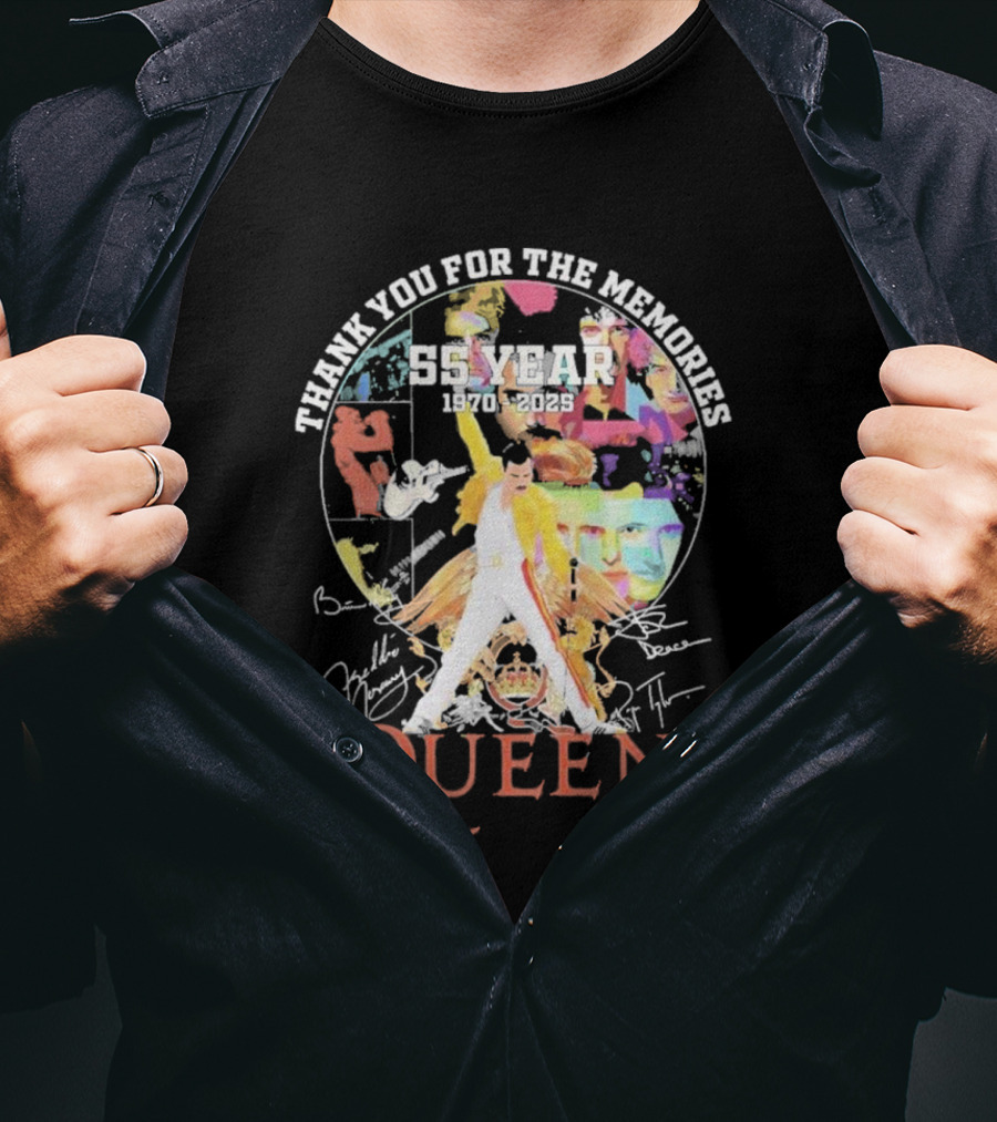 Thank You For The Memories 55 Years 1970-2025 Queen Iconic Band T-Shirt