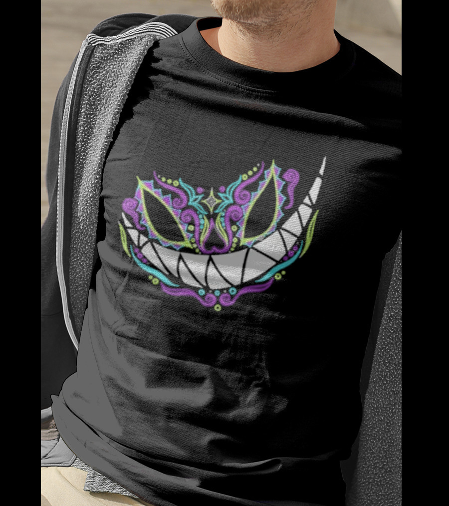 The Catrina Cheshire Cat Inspired Day Of The Dead Style Camiseta Relaxed T-Shirt
