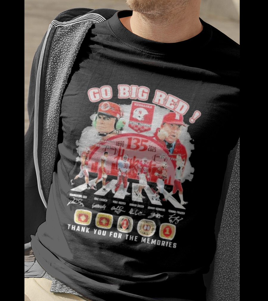Go Big Red Nebraska Cornhuskers 135 Years 1890-2025 Thank You For The Memories T-Shirt