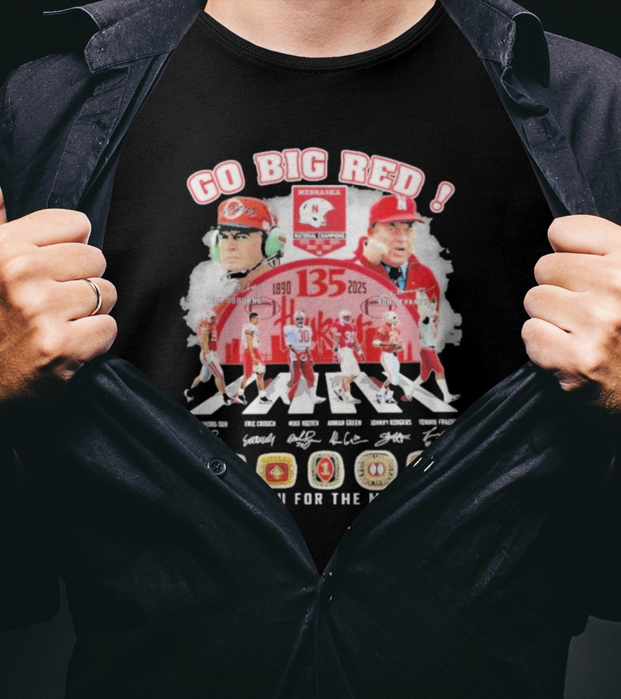 Go Big Red Nebraska Cornhuskers 135 Years 1890-2025 Thank You For The Memories T-Shirt