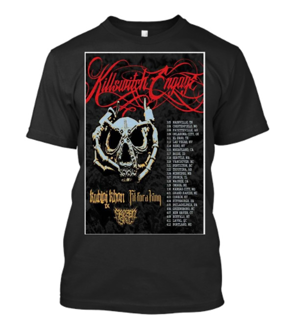 Killswitch Engage Kublai Khan TX Fit For A King 2025 Tour Dates Skull T-Shirt