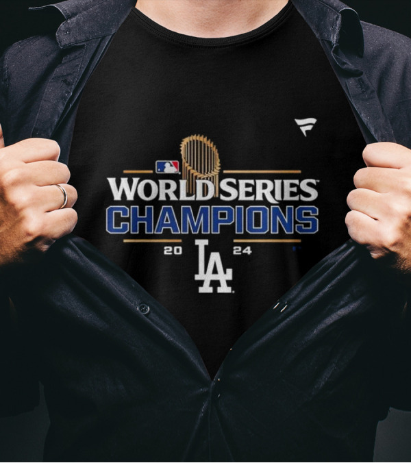 Los Angeles Dodgers 2024 World Series Champions LA Locker Room Extended Sizes T-Shirt
