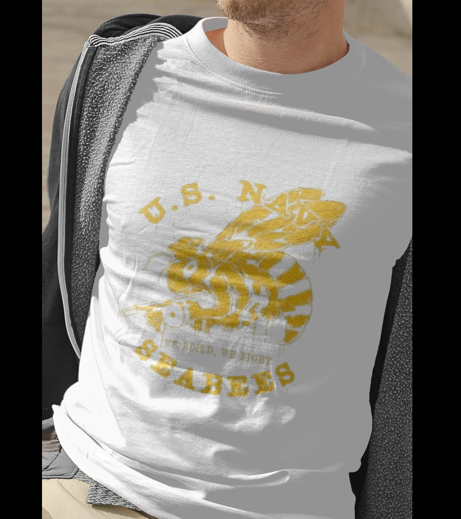 U.S. Navy Seabees We Build We Fight Vintage Bee With Tool T-Shirt