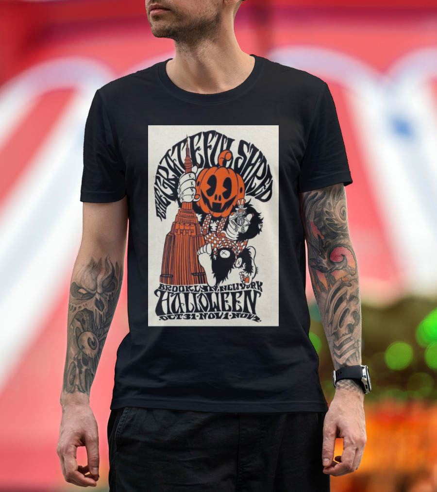 Grateful Shred Brooklyn Bowl New York Halloween Oct 31-Nov 1 2024 Pumpkin King Kong Empire State Building T-Shirt