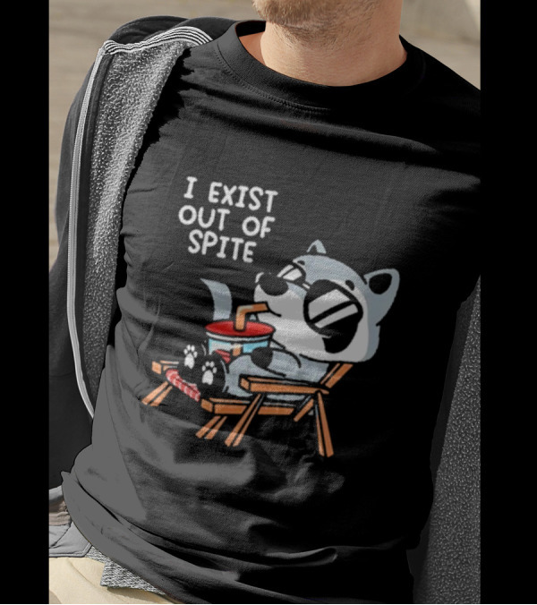 I Exist Out Of Spite Relaxing Raccoon With Sunglasses T-Shirt