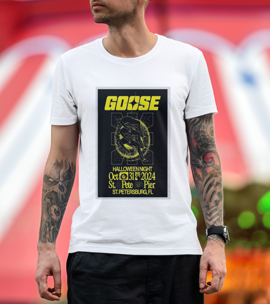 Goose Halloween Night Oct 31 2024 St Pete Pier St Petersburg FL Yellow Cosmic T-Shirt