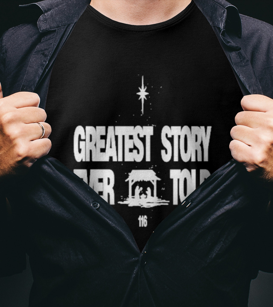 Greatest Story Ever Told Manger Nativity Scene Star 116 T-Shirt