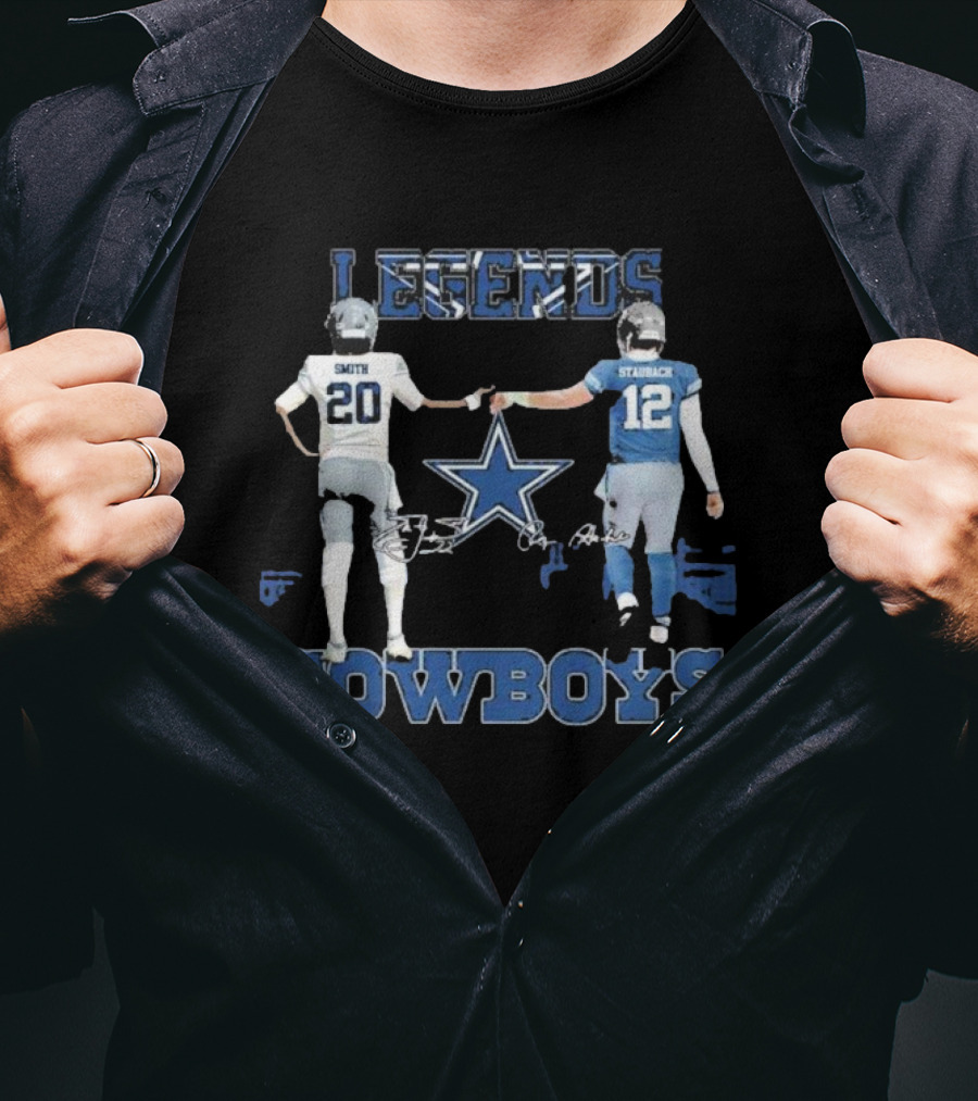Dallas Cowboys Legends Smith Staubach Iconic Duo Star T-Shirt