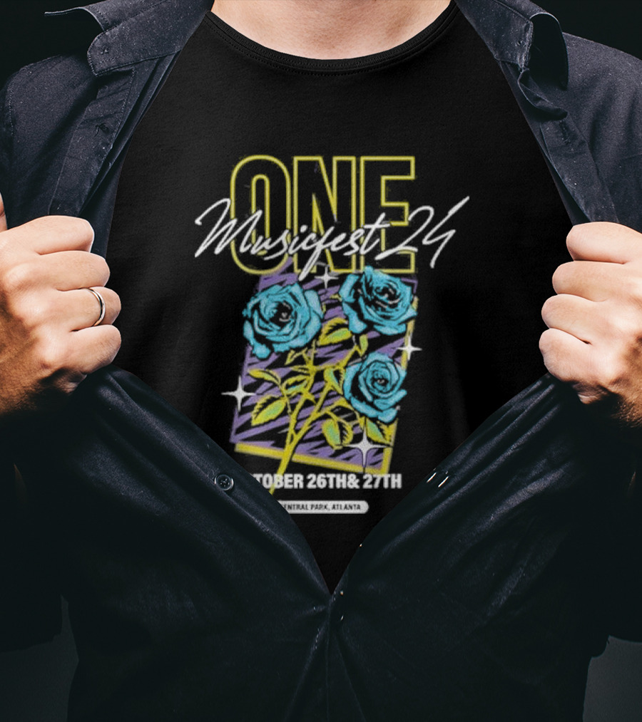 One Music Fest 24 October 26th And 27th Central Park Atlanta Blue Roses T-Shirt