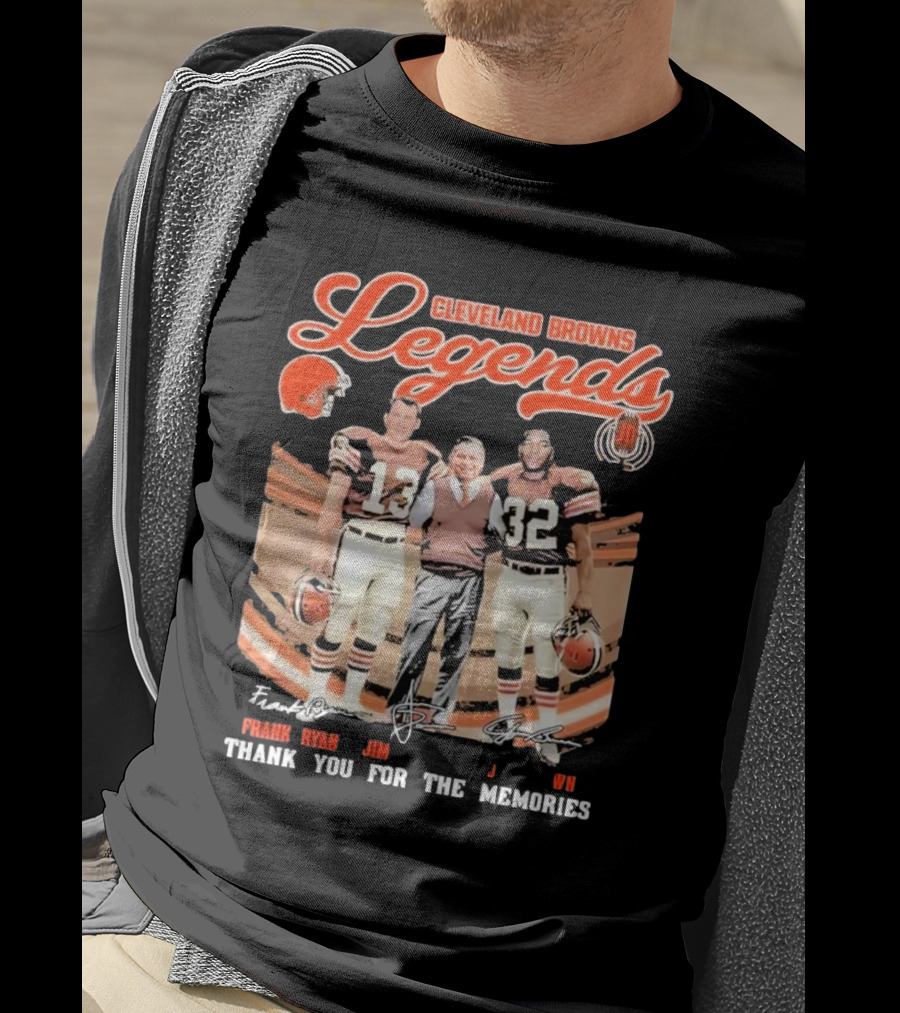 Cleveland Browns Legends Frank Ryan Jim Brown Jim Donovan Thank You For The Memories T-Shirt