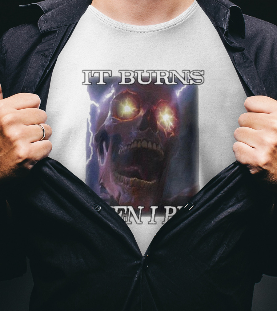 Orbitalclothing It Burns When I Pee Glowing Skull T-Shirt