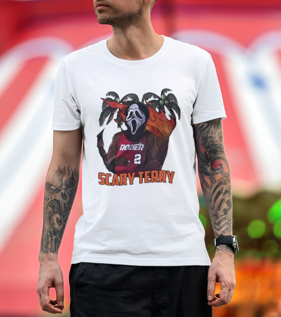 Scary Terry Rozier 2 Ghostface Basketball Tropical Flame Costume T-Shirt