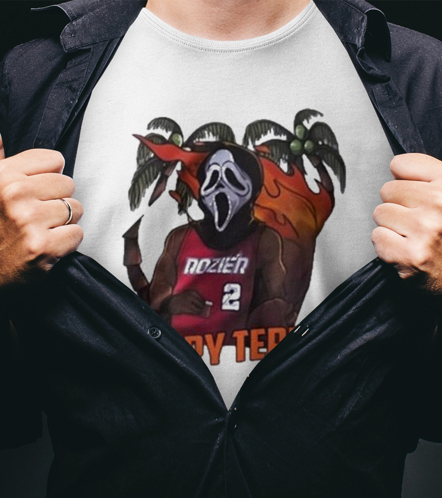 Scary Terry Rozier 2 Ghostface Basketball Tropical Flame Costume T-Shirt