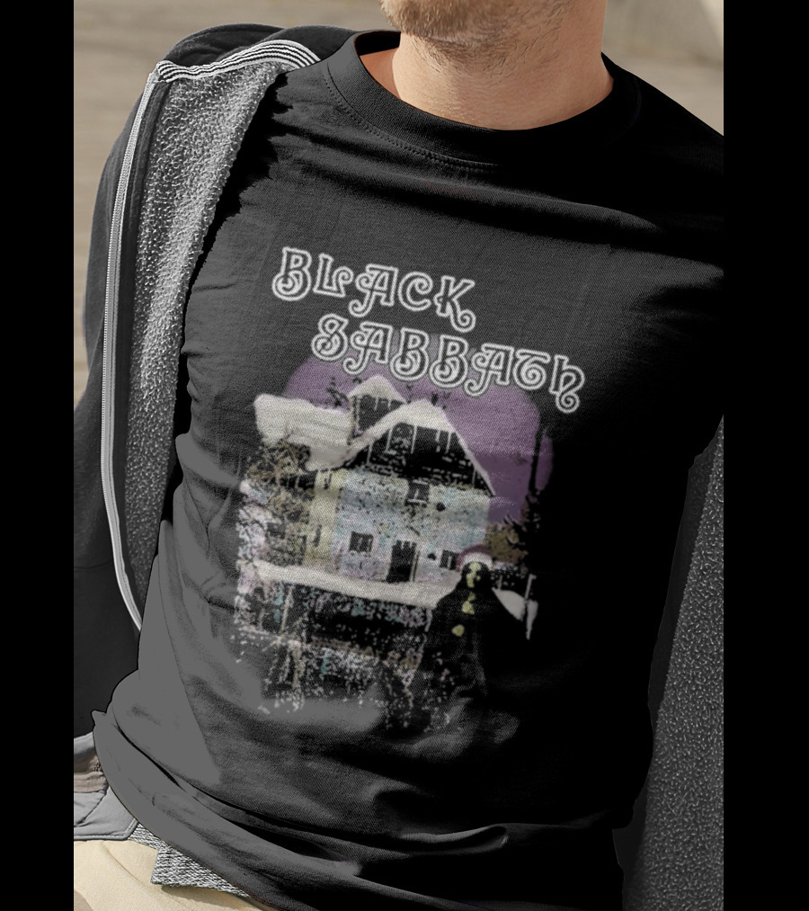Black Sabbath Holiday Album Snowy House Scene T-Shirt