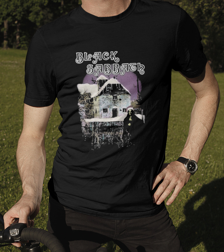 Black Sabbath Holiday Album Snowy House Scene T-Shirt