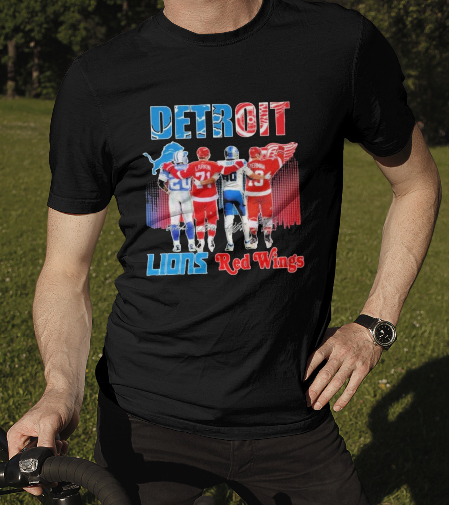 Detroit Lions Red Wings Legends Larkin Goff Yzerman T-Shirt