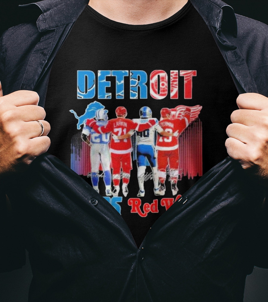 Detroit Lions Red Wings Legends Larkin Goff Yzerman T-Shirt
