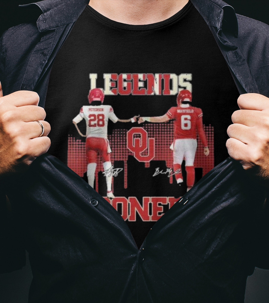 Legends Sooners Oklahoma Adrian Peterson Baker Mayfield T-Shirt