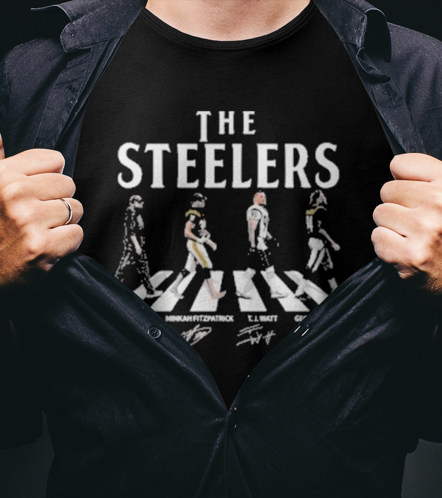 The Steelers Abbey Road Mike Tomlin Minkah Fitzpatrick T.J. Watt George Pickens Signature T-Shirt