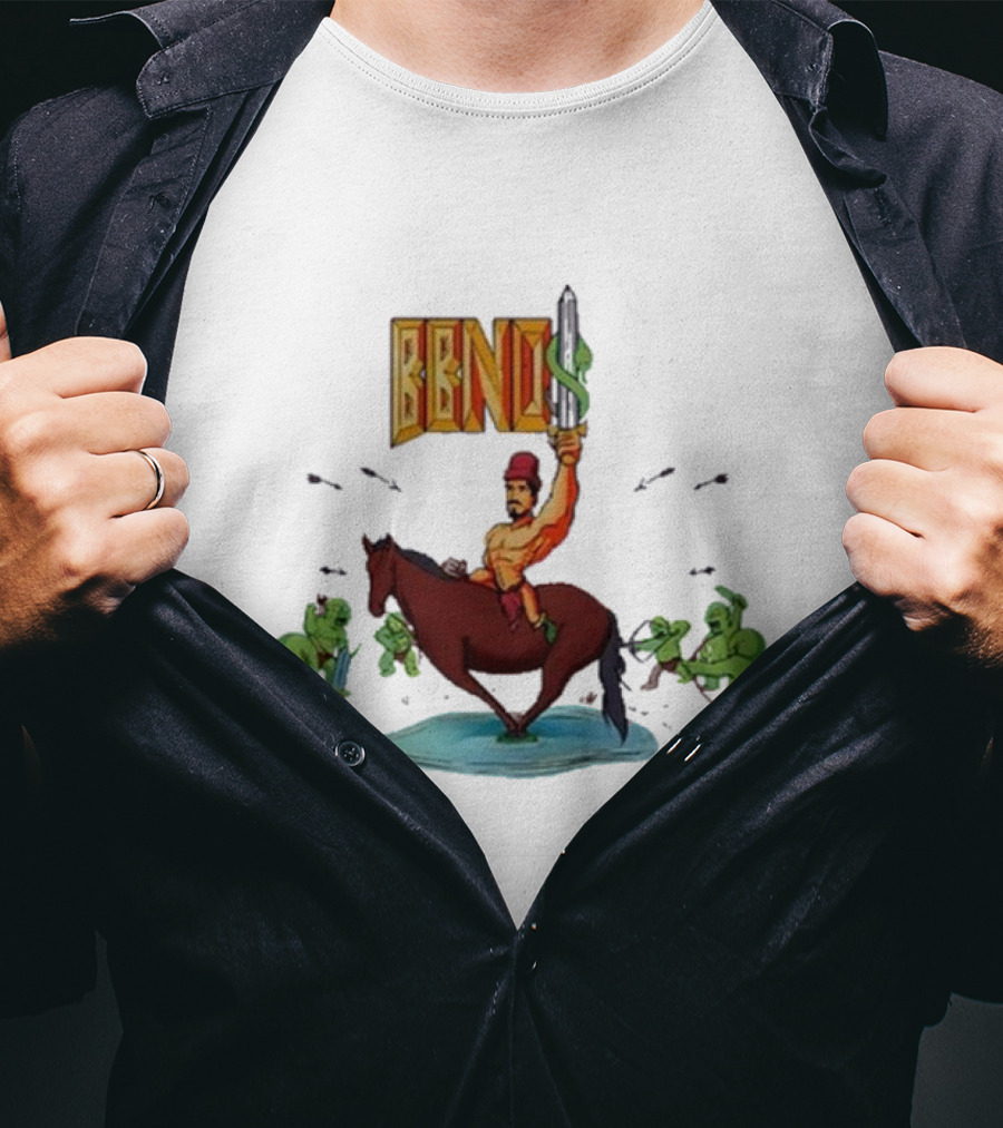 BBNo$ Sword Riding Horse Surrounded By Green Creatures T-Shirt