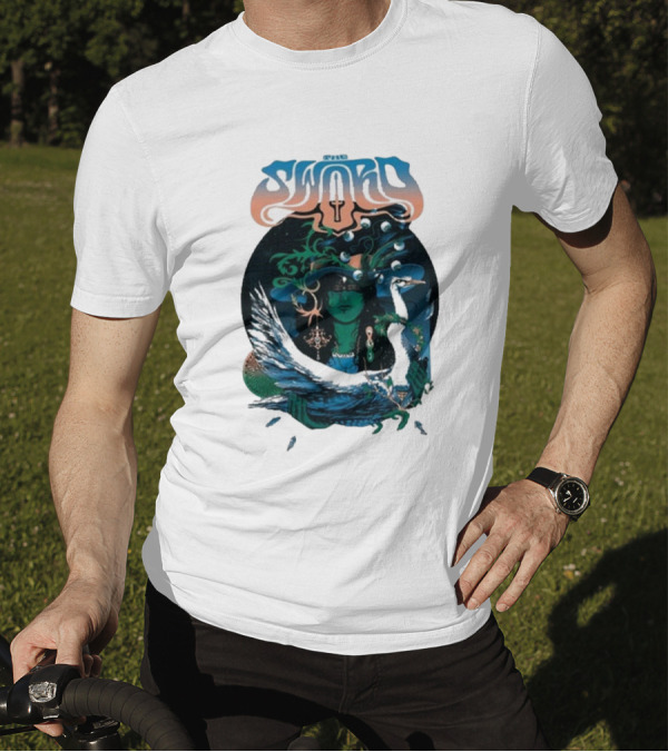 The Sword Nov 4 2024 Levitation Stubbs Austin TX Psychedelic Art Swan T-Shirt