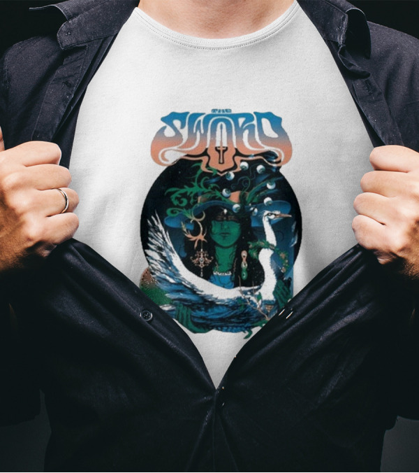 The Sword Nov 4 2024 Levitation Stubbs Austin TX Psychedelic Art Swan T-Shirt