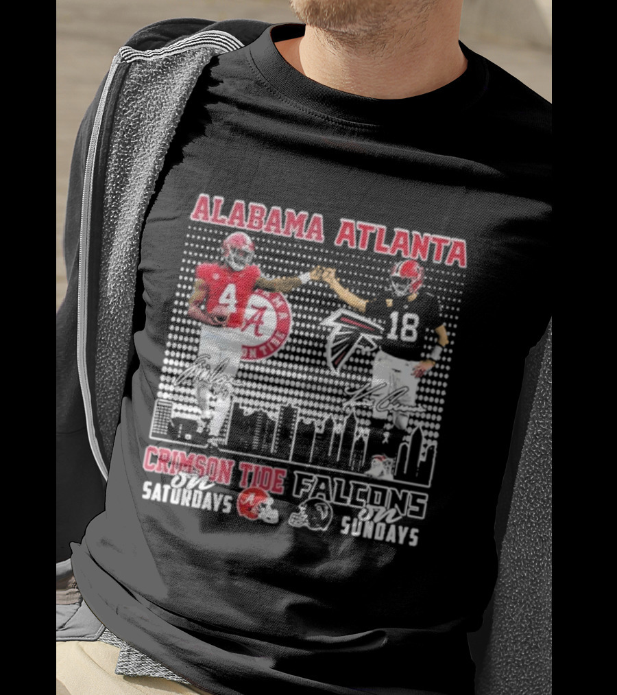 Alabama Atlanta Crimson Tide On Saturdays Falcons On Sundays T-Shirt