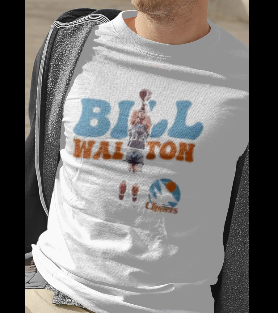 Bill Walton San Diego Clippers Basketball 70s Retro Style Logo And Player Action T-Shirt