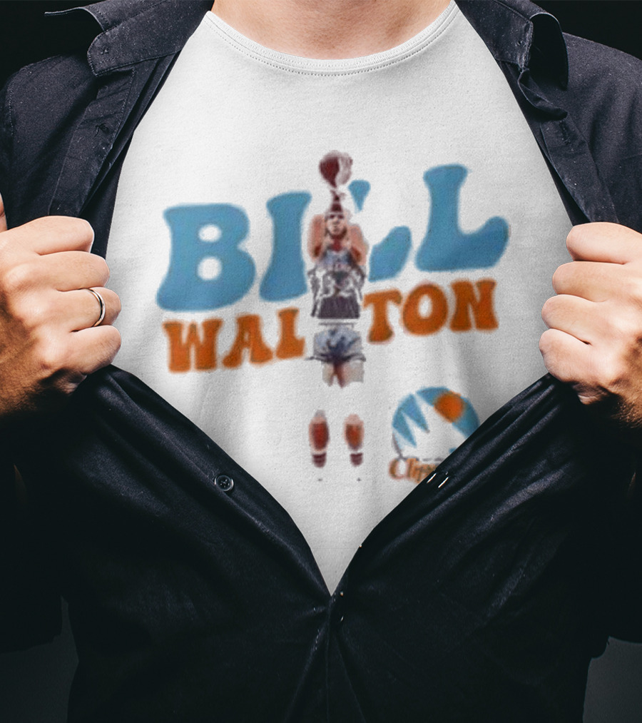 Bill Walton San Diego Clippers Basketball 70s Retro Style Logo And Player Action T-Shirt