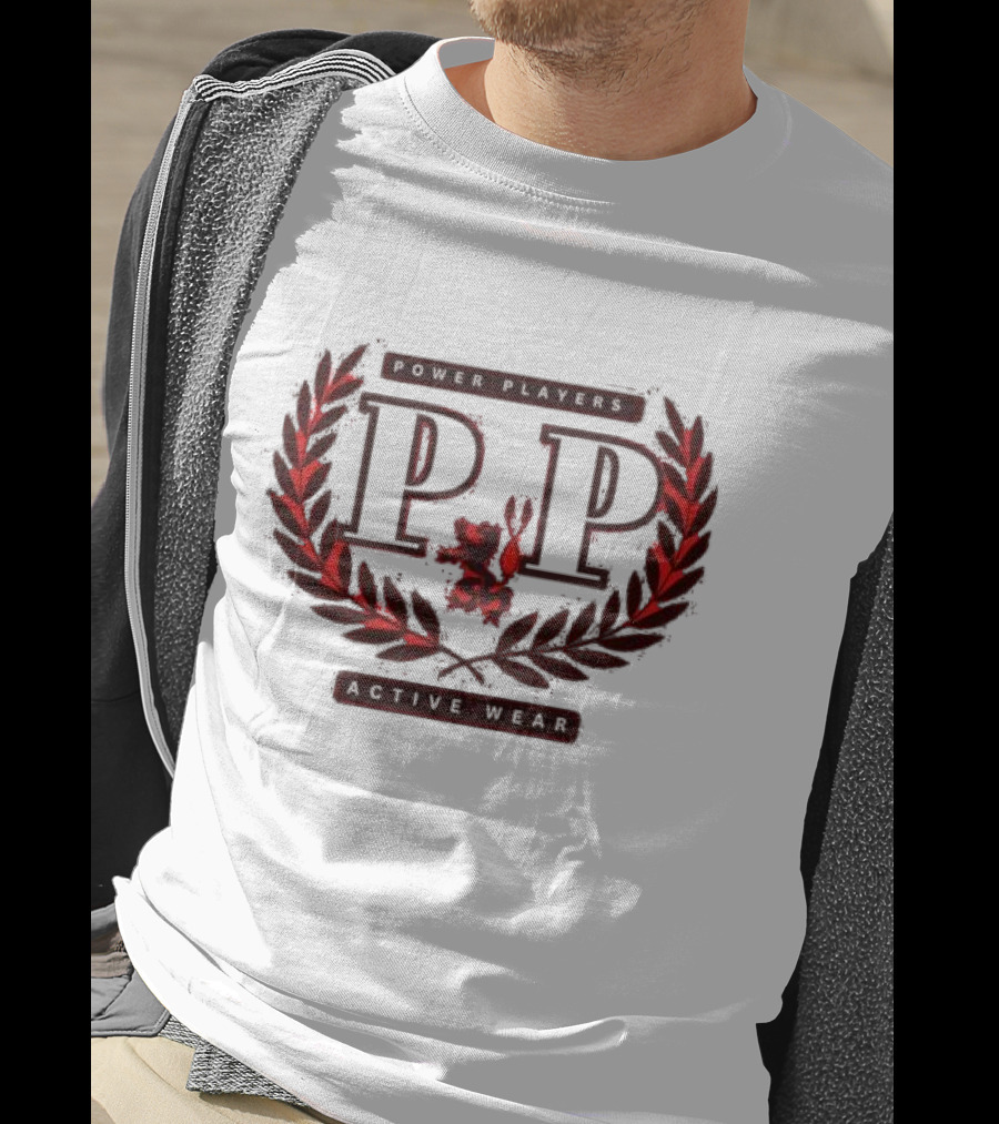 Power Players Active Wear PP Laurels Lion Emblem T-Shirt