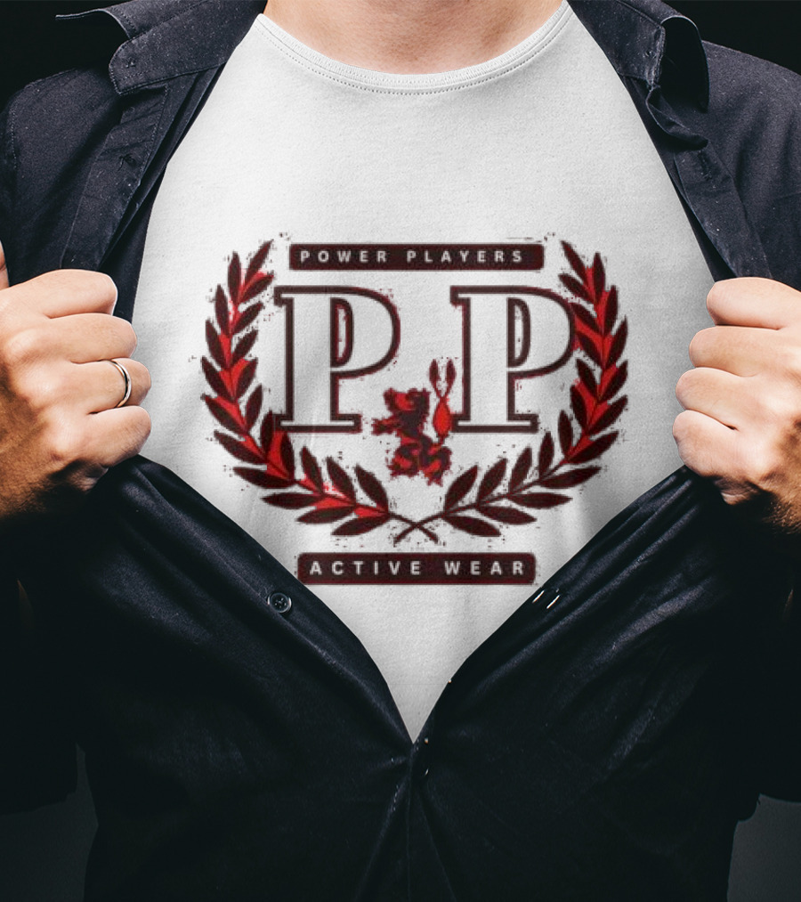 Power Players Active Wear PP Laurels Lion Emblem T-Shirt