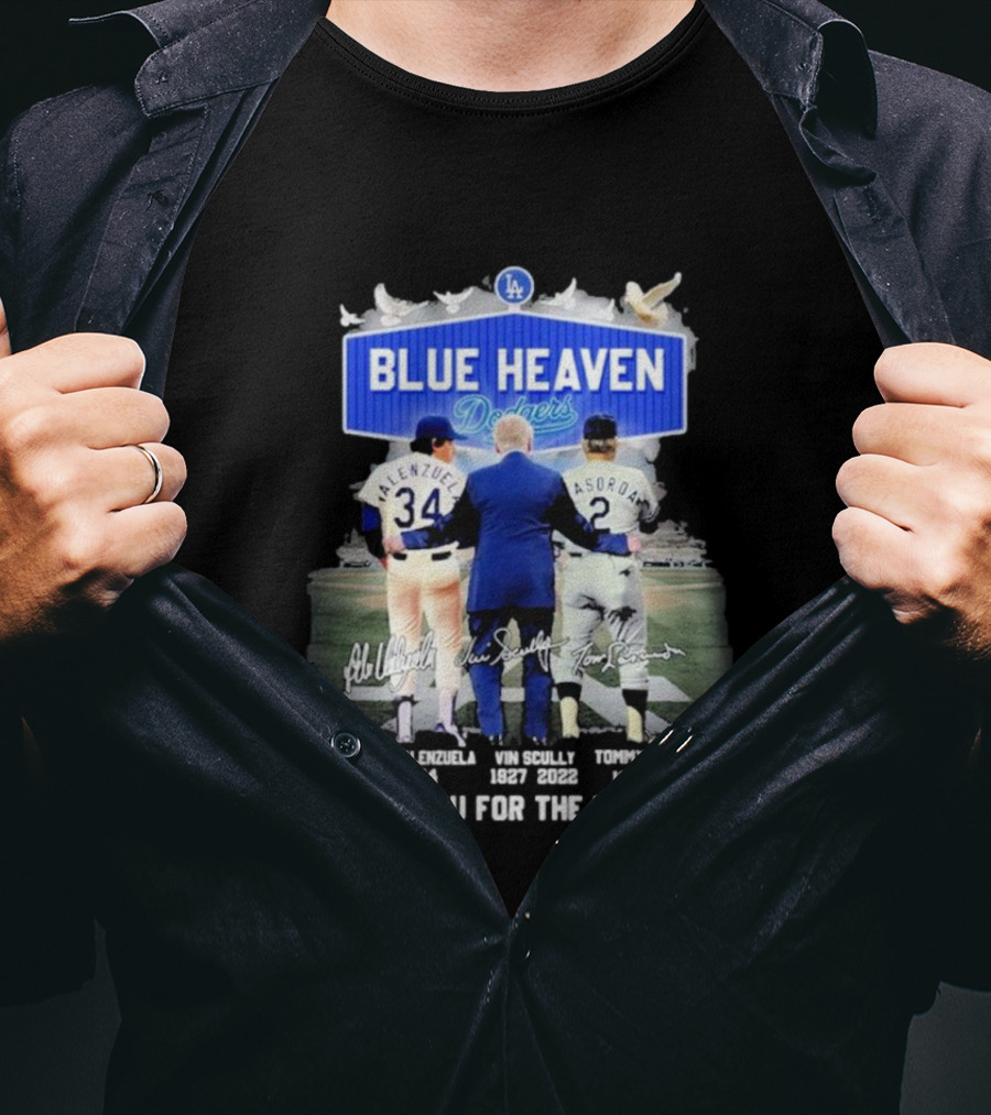 Blue Heaven Dodgers Thank You For The Memories Fernando Valenzuela Vin Scully Tommy Lasorda T-Shirt