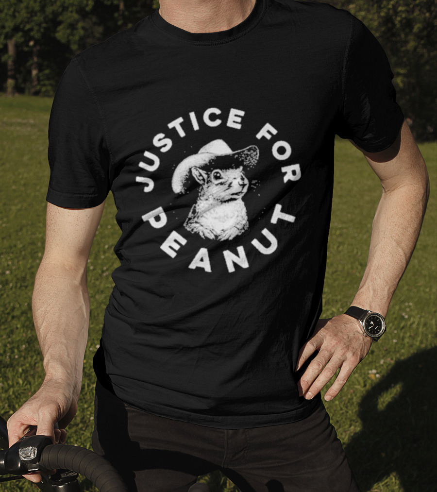 Squirrel Cowboy Justice For Peanut Iconic Text Circle T-Shirt