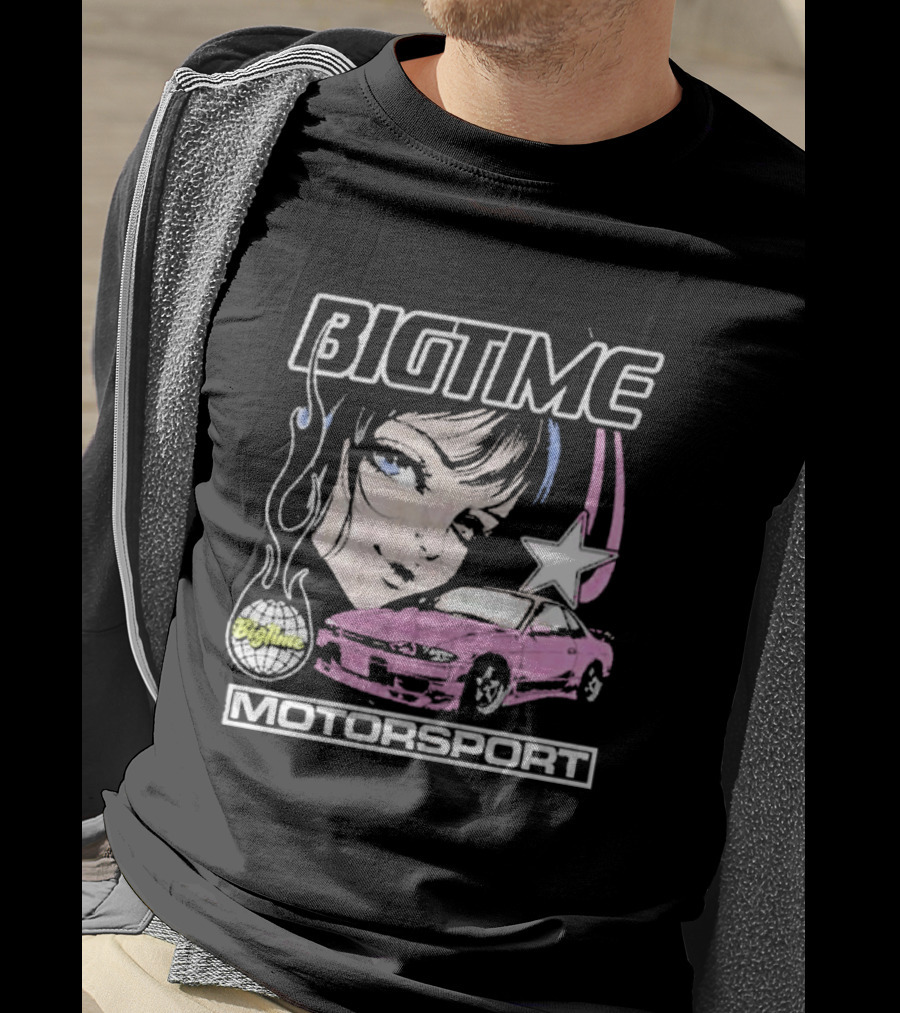 BIGTIME Motorsport Anime Car Girl Star T-Shirt