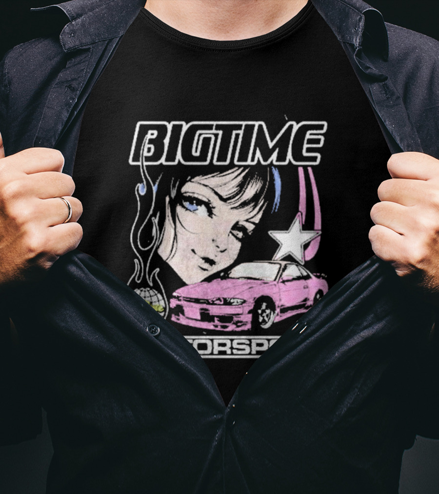 BIGTIME Motorsport Anime Car Girl Star T-Shirt