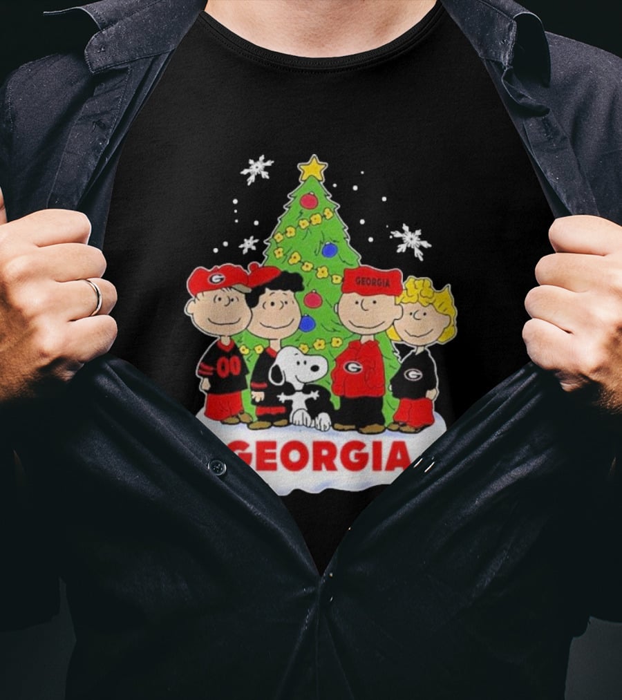 Georgia Bulldogs Snoopy And Friends Christmas T-Shirt