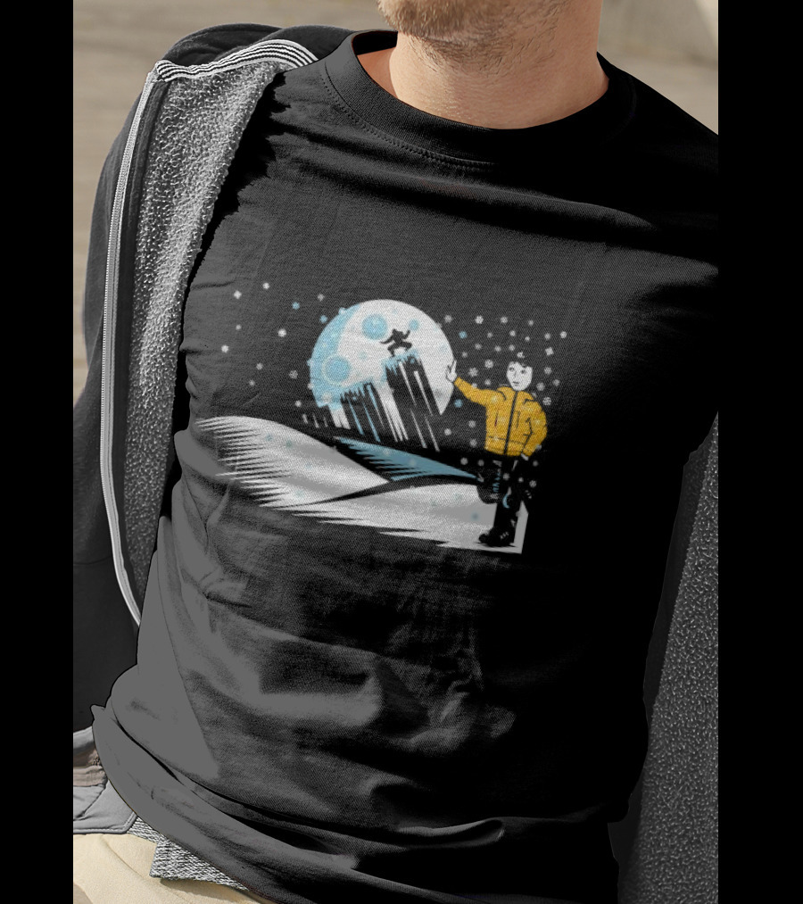 Winter Outdoors Daft Laddie Moon Snow Night Adventure T-Shirt