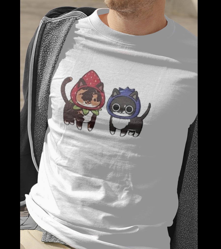 Biscuit And Muffin Fruit Cats In Strawberry And Blueberry Outfits T-Shirt