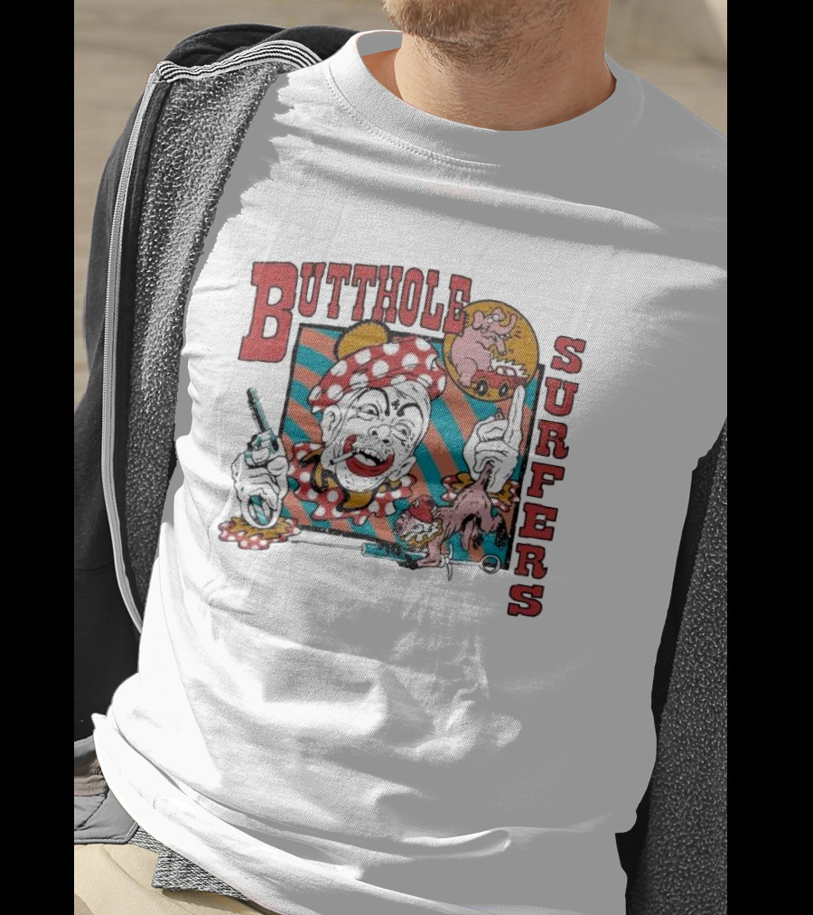 Butthole Surfers Clown With Gun And Pig On Wheels T-Shirt