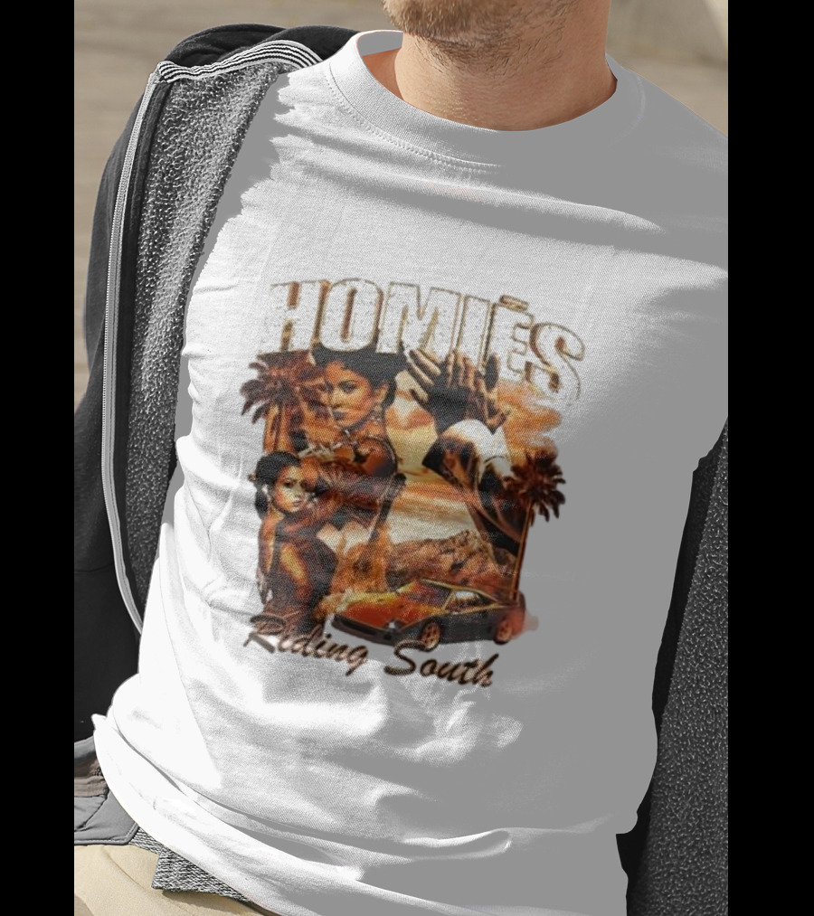 Homies Riding South Vintage Sunset Car Palms T-Shirt