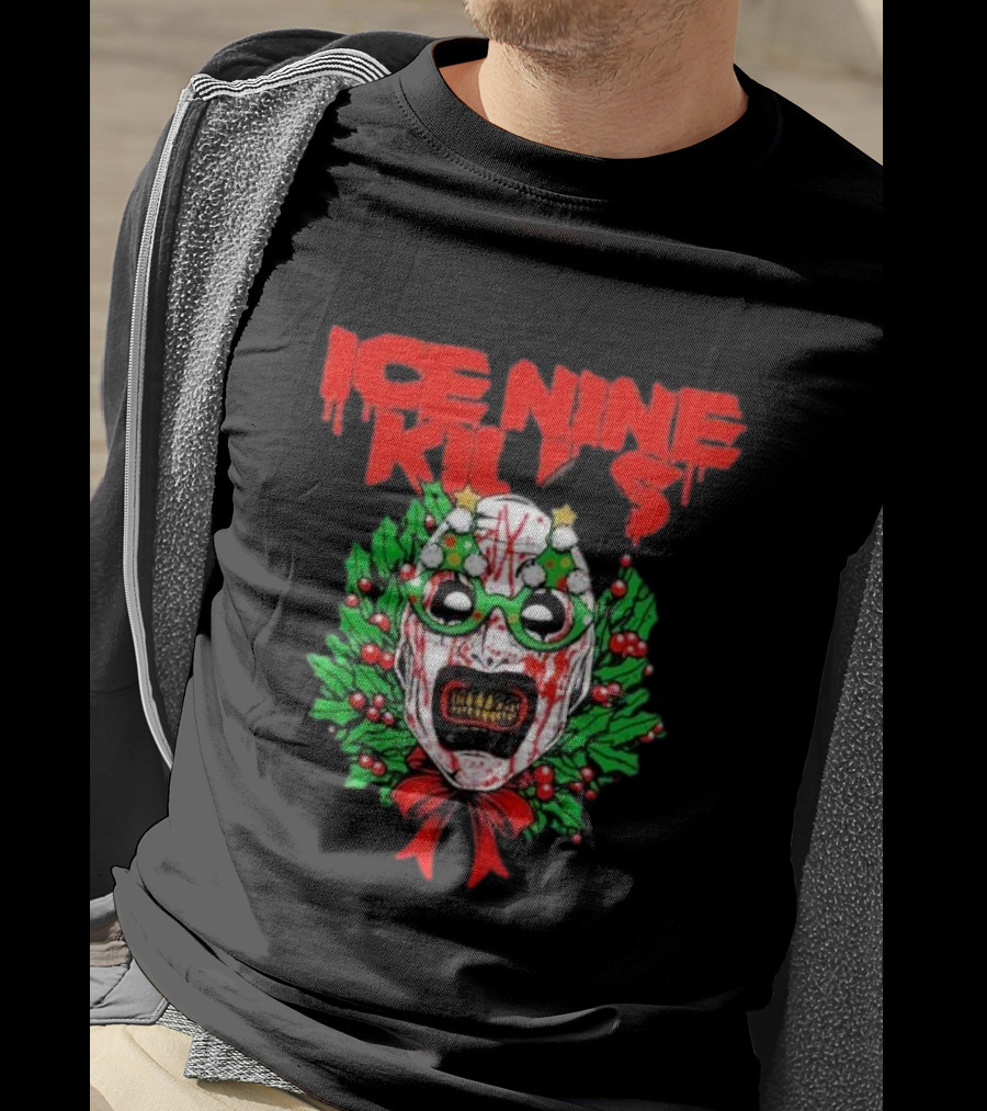 Ice Nine Kills Horror Christmas Wreath Mask T-Shirt