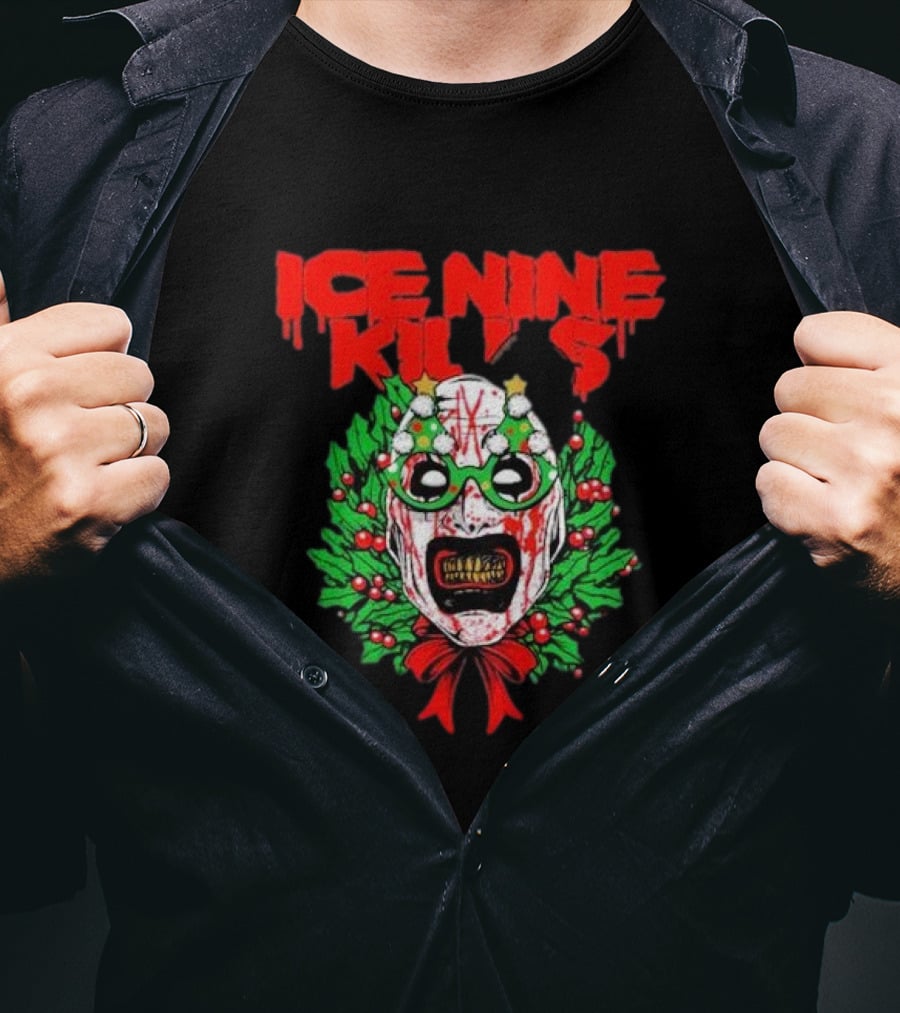 Ice Nine Kills Horror Christmas Wreath Mask T-Shirt